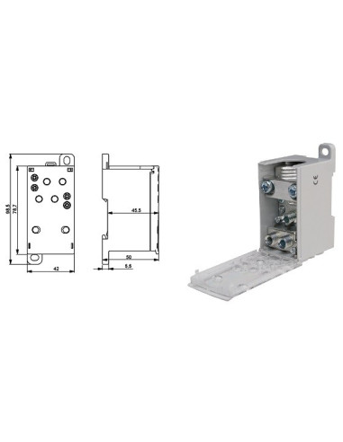 Din Rail Mount High Current Distribution Block, 500A
