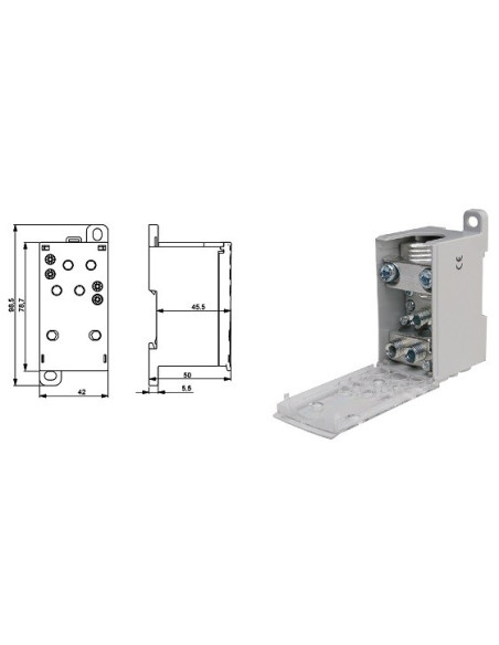 Din Rail Mount High Current Distribution Block, 500A