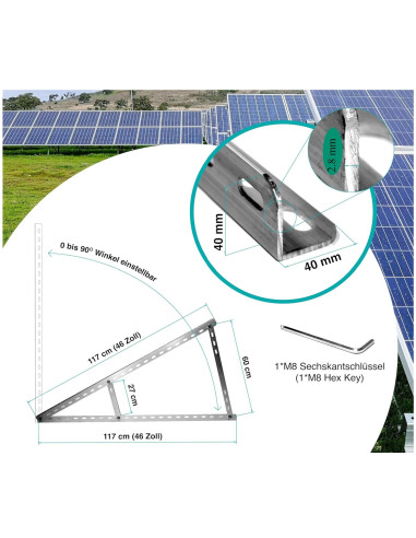 Adjustable mounting for large 450W - 600W solar panels